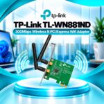 TP-Link TL-WN881ND 300Mbps Wireless N PCI Express WiFi Adapter with Dual Detachable Antennas for Desktop PC