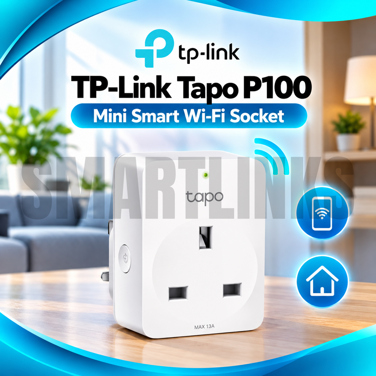 P100 TP-Link Tapo P100 Mini Smart Wi-Fi Socket – 10A Smart Plug, Remote Control, Voice Assistant, Schedule & Timer - Image 1