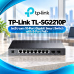 TP-Link TL-SG2210P JetStream 10-Port Gigabit Smart PoE+ Switch – 61W, 8 PoE+ Ports, 2 SFP Slots & Omada SDN