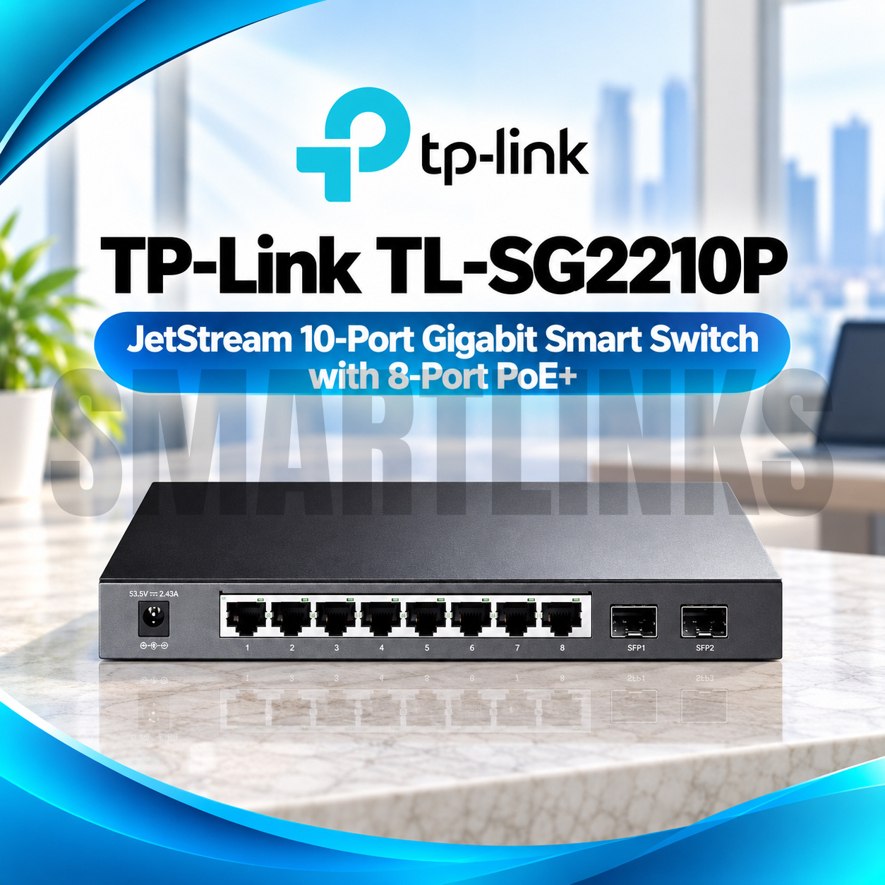 2210P TP-Link TL-SG2210P JetStream 10-Port Gigabit Smart PoE+ Switch – 61W, 8 PoE+ Ports, 2 SFP Slots & Omada SDN - Image 1