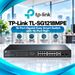 TP-Link TL-SG1218MPE 18-Port Gigabit Easy Smart PoE+ Switch – 250W, 16 PoE+ Ports, 2 SFP Slots & VLAN Support