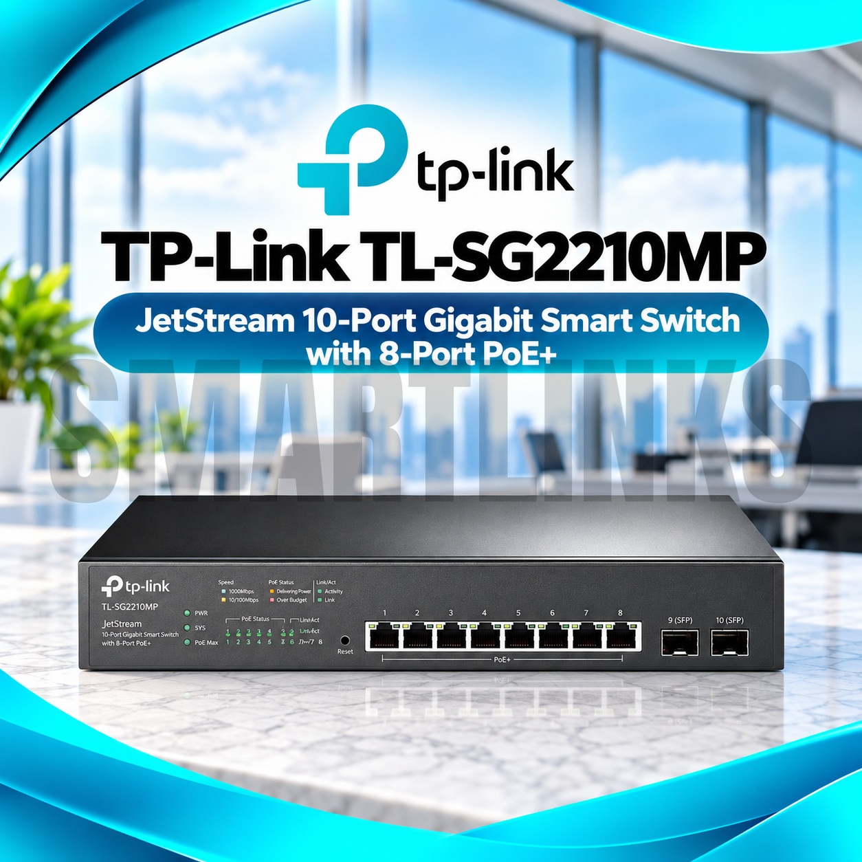 2210MP TP-Link TL-SG2210MP JetStream 10-Port Gigabit Smart PoE+ Switch – 150W, 8 PoE+ Ports, 2 SFP Slots & Omada SDN - Image 1