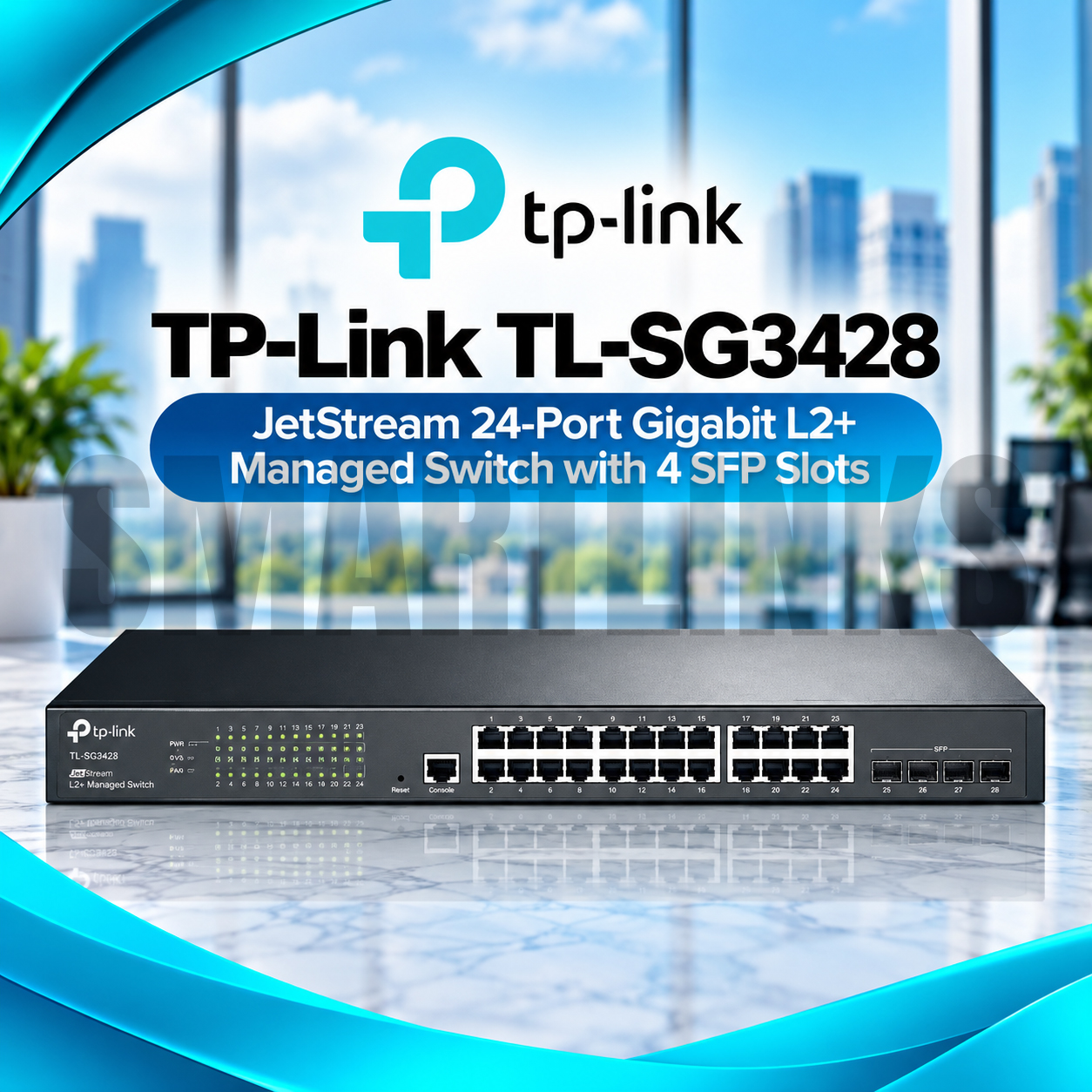 3428 TP-Link TL-SG3428 JetStream 24-Port Gigabit L2+ Managed Switch – 4 SFP Slots, 56Gbps, VLAN & Omada SDN - Image 1