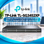 TP-Link TL-SG3452XP JetStream 48-Port Gigabit L2+ Managed PoE+ Switch – 500W, 4×10G SFP+ & Omada SDN