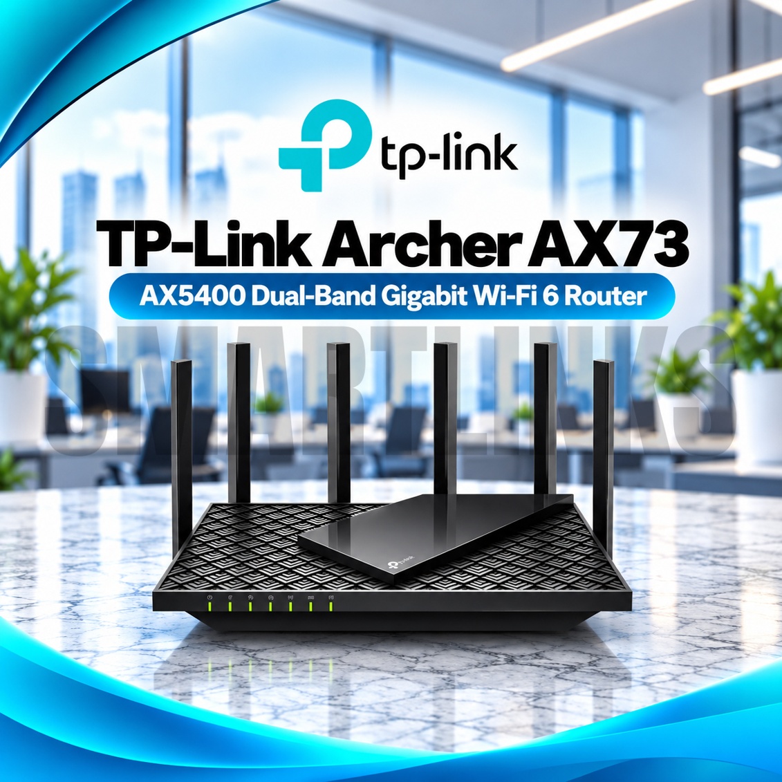 AX73 TP-Link Archer AX73 AX5400 Dual Band WiFi 6 Gigabit Router – 4804Mbps 5GHz, 160MHz, 6 Antennas, USB 3.0 & HomeShield - Image 1