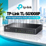 TP-Link TL-SG1008P 8-Port Gigabit Desktop PoE+ Switch – 64W Power Budget, 4 PoE+ Ports & CCTV Support