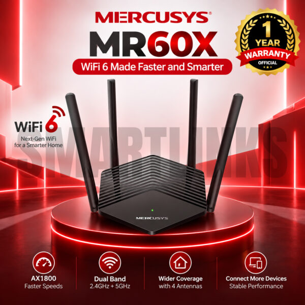 Mercusys MR60X AX1500 Dual-Band WiFi 6 Router