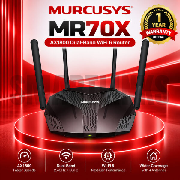 Mercusys MR70X AX1800 Dual-Band WiFi 6 Router