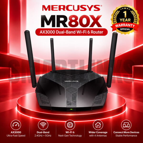 Mercusys MR80X AX3000 Dual-Band WiFi 6 Router