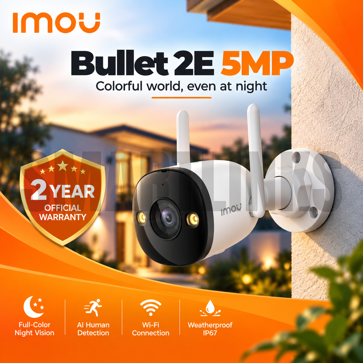 m IMOU Bullet 2E 5MP 3K Outdoor WiFi Camera