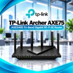 TP-Link Archer AXE75 AXE5400 Tri-Band WiFi 6E Router – 6GHz WiFi, 2402Mbps, 6 Antennas, Gigabit Ports & HomeShield
