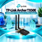 TP-Link Archer TX50E AX3000 Dual Band WiFi 6 PCIe Adapter with Bluetooth, 2402Mbps Speed, WPA3 & High-Gain Antennas
