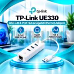 TP-Link UE330 USB 3.0 3-Port Hub with Gigabit Ethernet Adapter – 1000Mbps RJ45 LAN Network Adapter for Laptop & PC